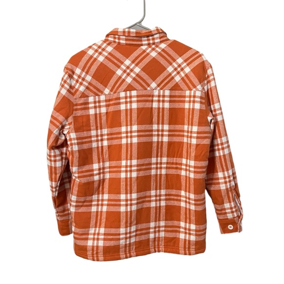 Empyre Women’s Flannel Sherpa Long Sleeve Jacket Color Orange White - Picture 2 of 13